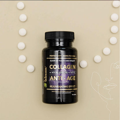 KOLLAGEN + HYALURONSYRA + C-VITAMIN / 90 TABLETTER