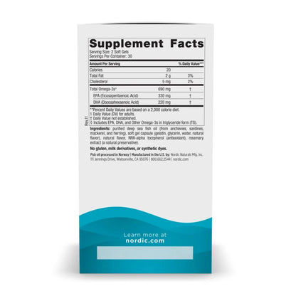 NORDIC NATURALS Omega-3, 690 mg Lemon (120 sgels)