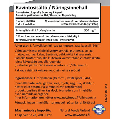FENYYLIALANIINI / VAPAA MUOTO / 500 mg / 120 kaps.