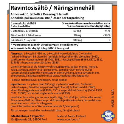 L-KYSTEIINI + C + B6 / 500 mg / 100 tabl.