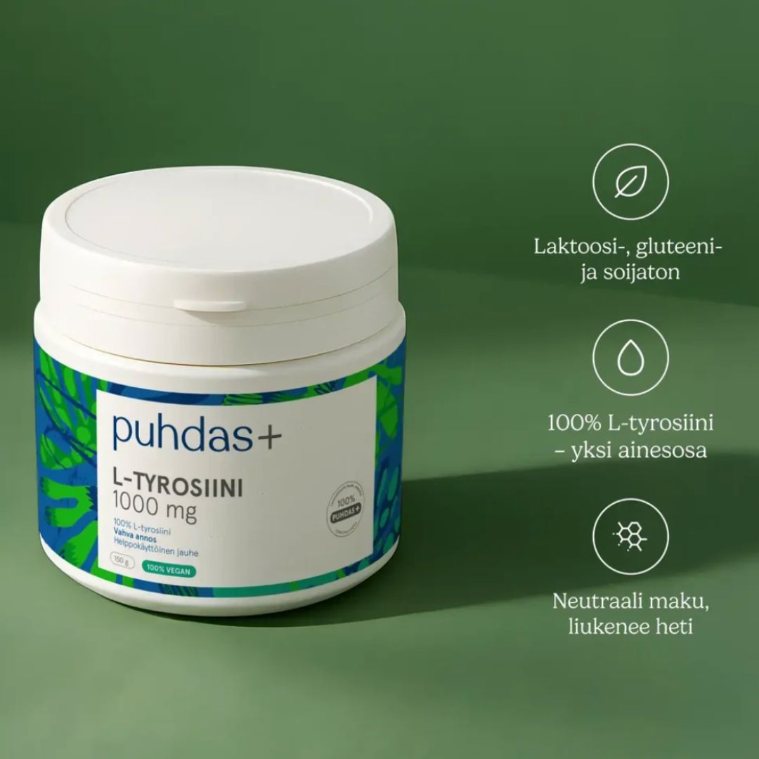 100% L-TYROSIINIJAUHE / 1000 mg / 150 g