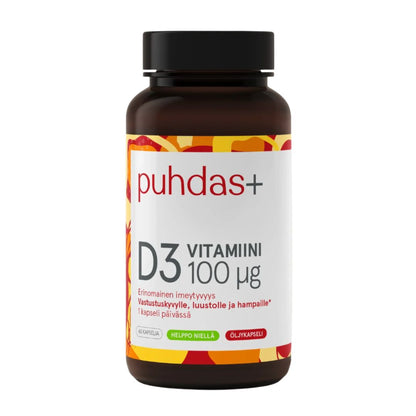 D3-VITAMIINI / OLIIVIÖLJY / 100 mcg / 60 kaps.