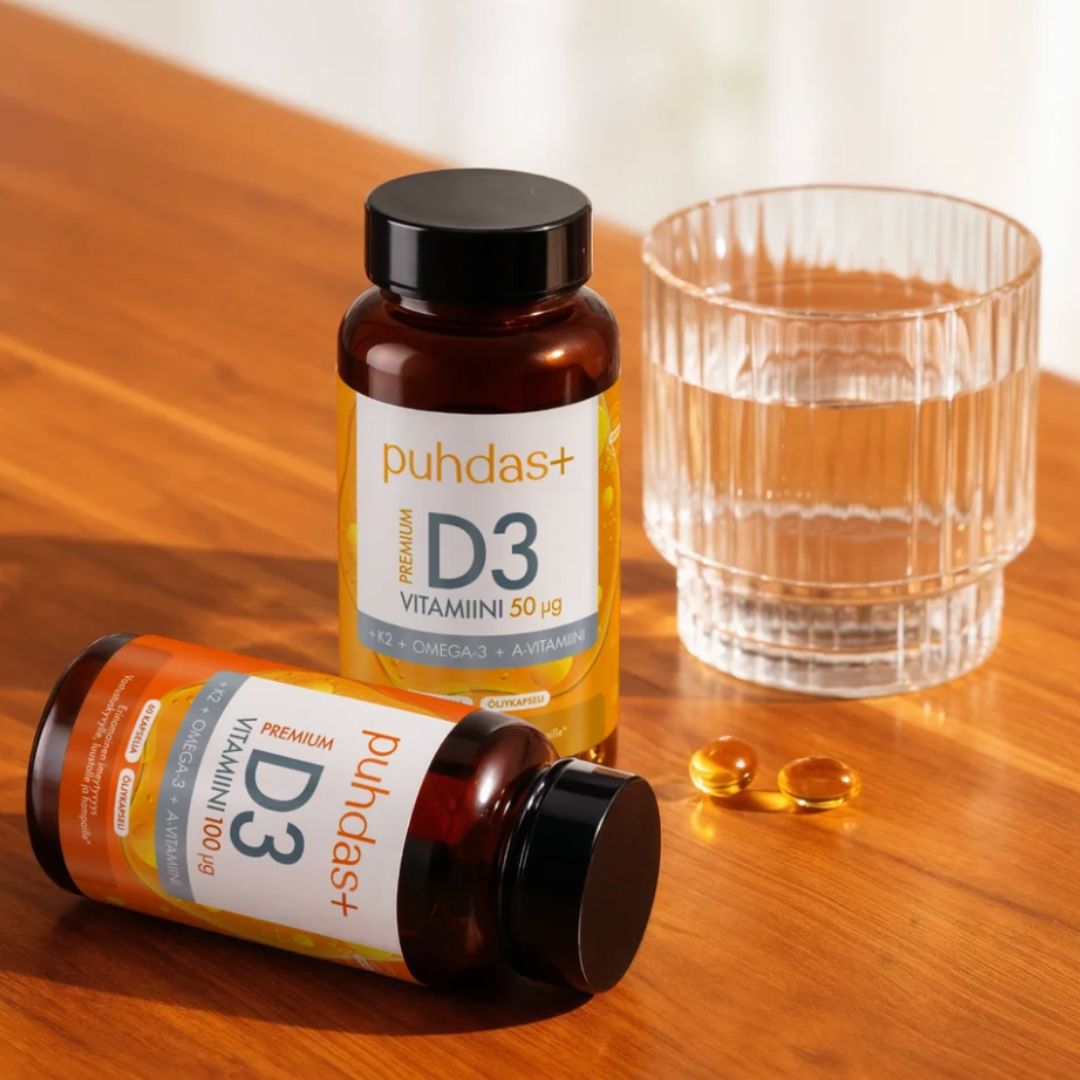 PREMIUM D3-VITAMIINI + K2 + OMEGA-3 + A-VITAMIINI / 100 mcg / 60 kaps.
