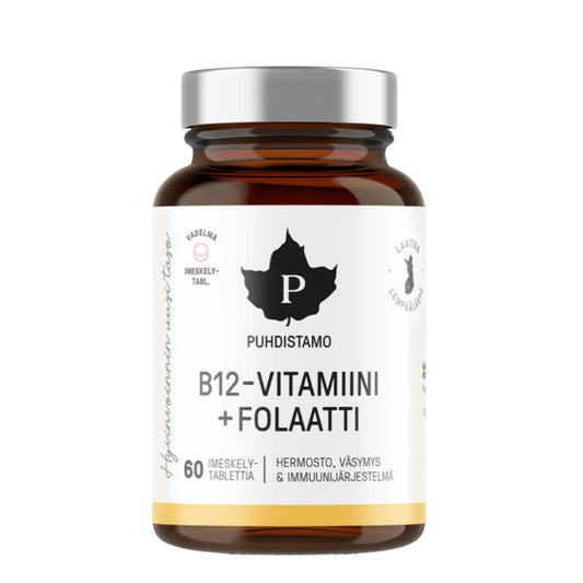B-12 VITAMIINI + FOLAATTI / 60 imeskelytablettia