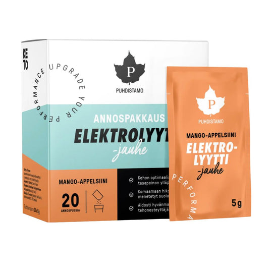 ELEKTROLYYTTIJAUHE / MANGO & APPELSIINI / 20 ANNOSPUSSIA