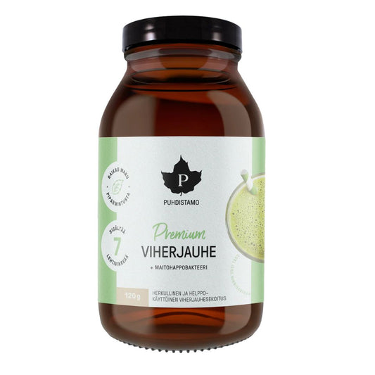 PREMIUM VIHERJAUHE + MAITOHAPPOBAKTEERI / 120 g